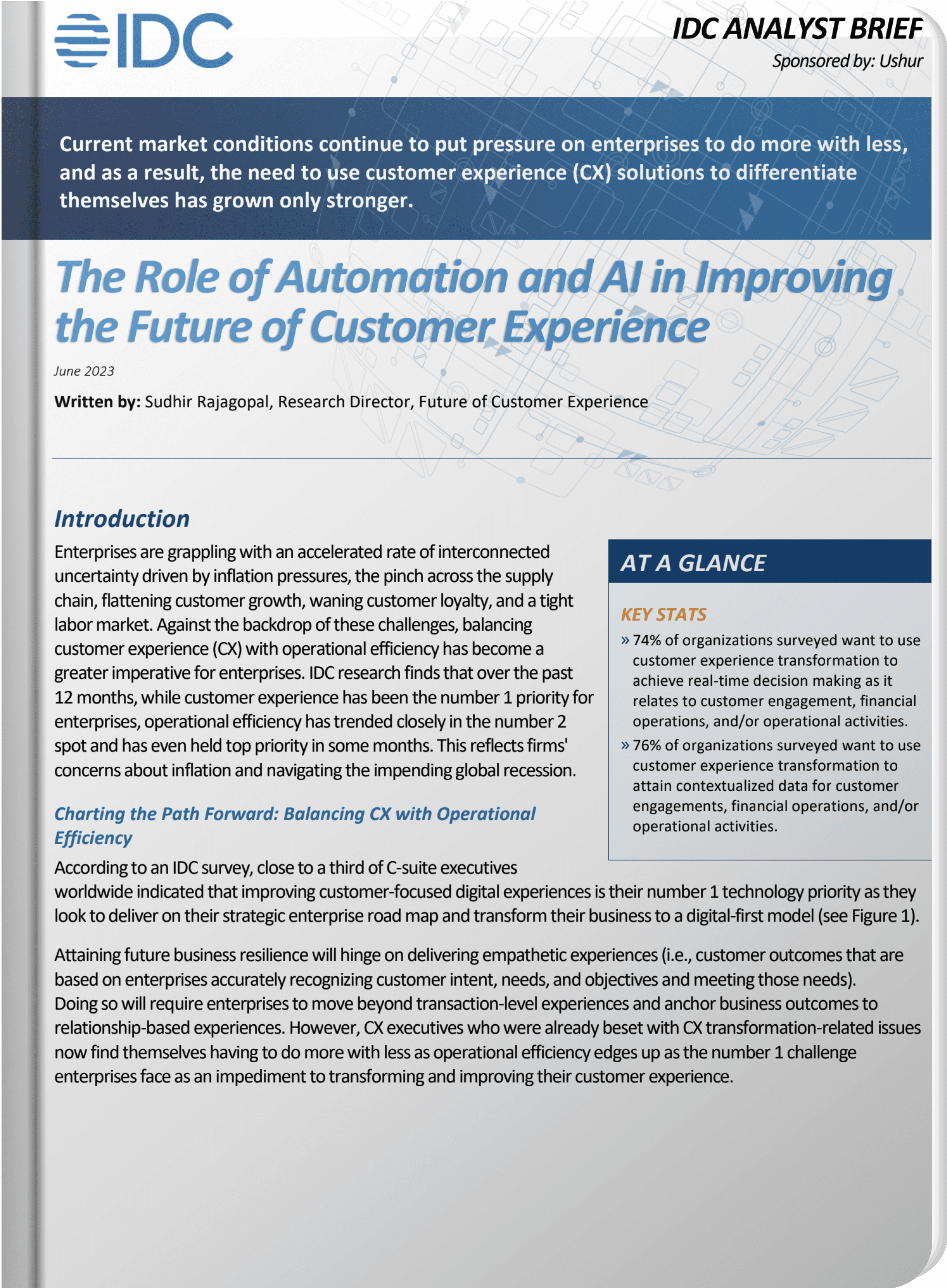IDC: The Role of Automation and AI in Improving the Future of Customer Experience asset image