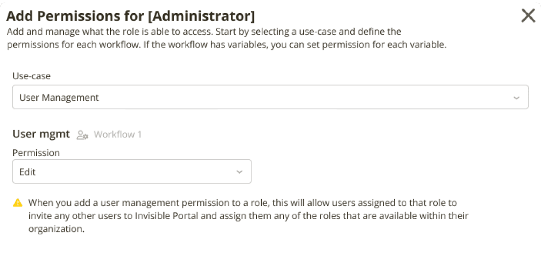 Roles and Permissions: Administrative editing screen
